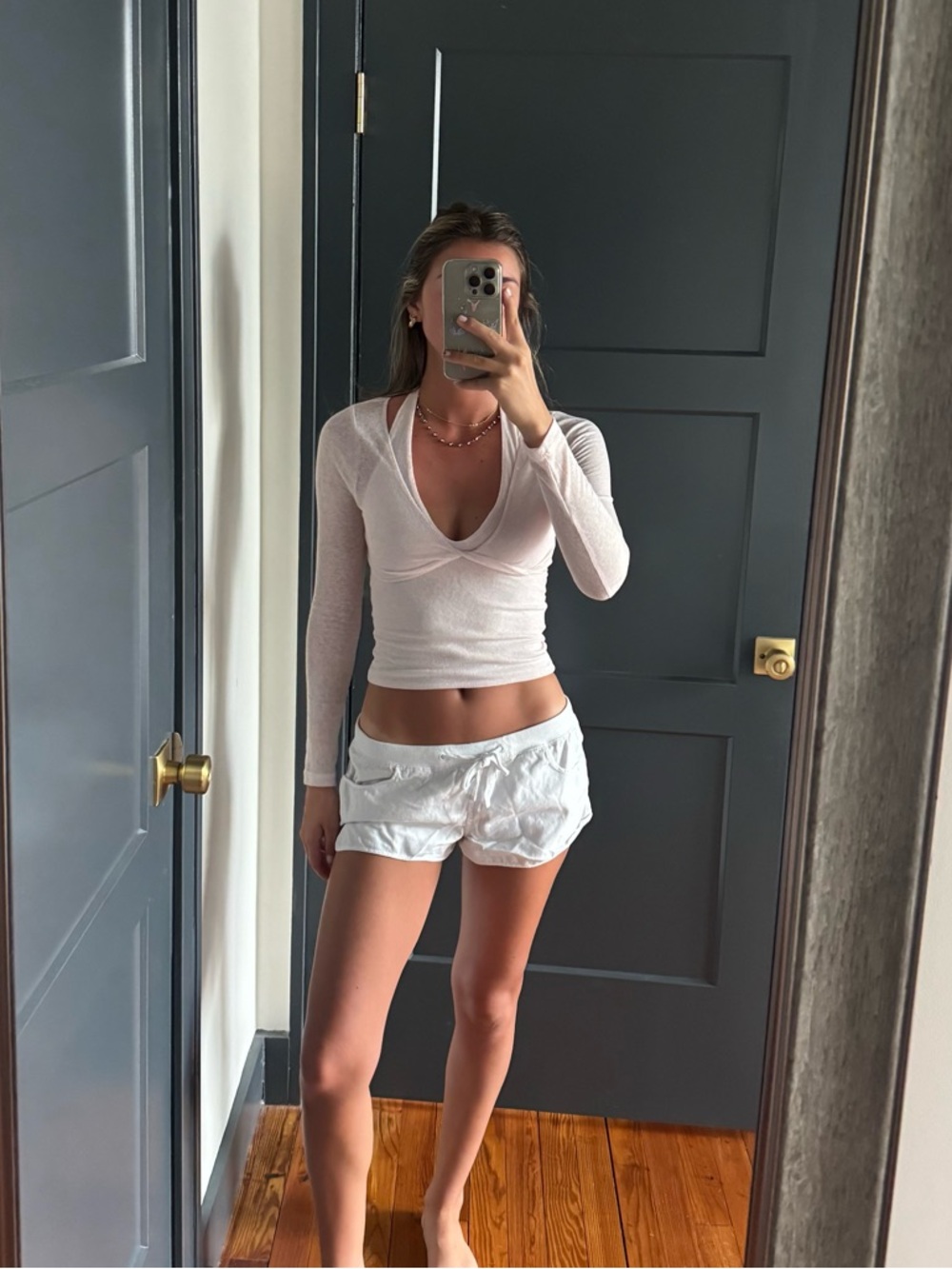 Light Pink Twist-Front Long Sleeve Top